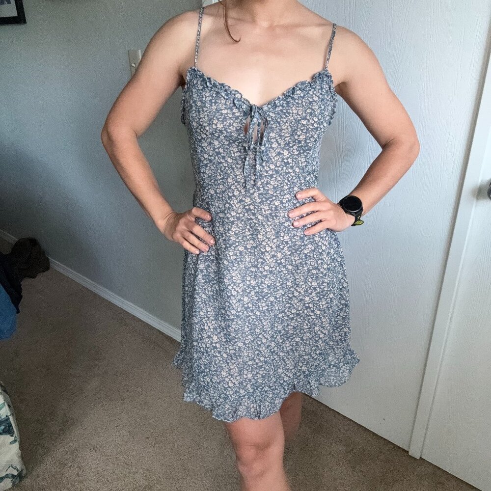 Floral Smocked Mini Dress with Cutout Front
